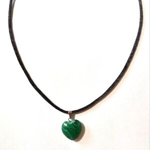 Malachite Heart & Nylon Cord Necklace
